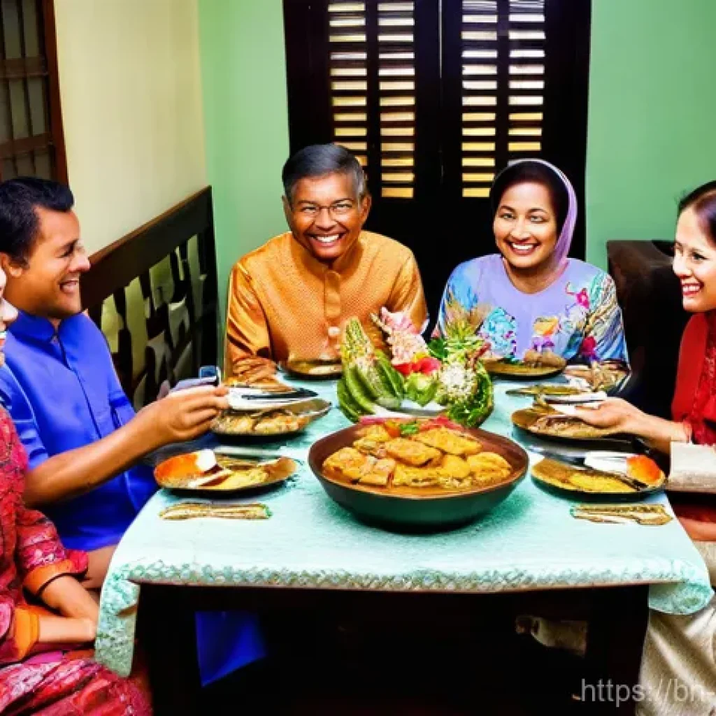 말레이시아 국제 결혼 사례와 문화 차이 - **Prompt:** "A heartfelt moment of cultural integration during a Malaysian family gathering. A cheer...