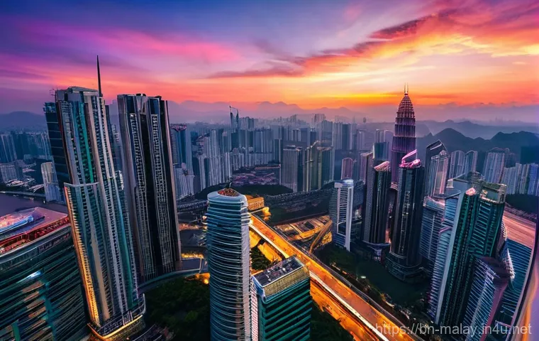 말레이시아 관광 필수지 페트로나스 트윈 타워 - **Prompt: Majestic Petronas Twin Towers in Daylight with KLCC Park**
    "A wide-angle, eye-level sh...