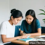 말레이시아 유학 시 생활비 절약 팁 - **Prompt: Shared Student Living and Study**
    "A cozy and well-lit shared student apartment living...